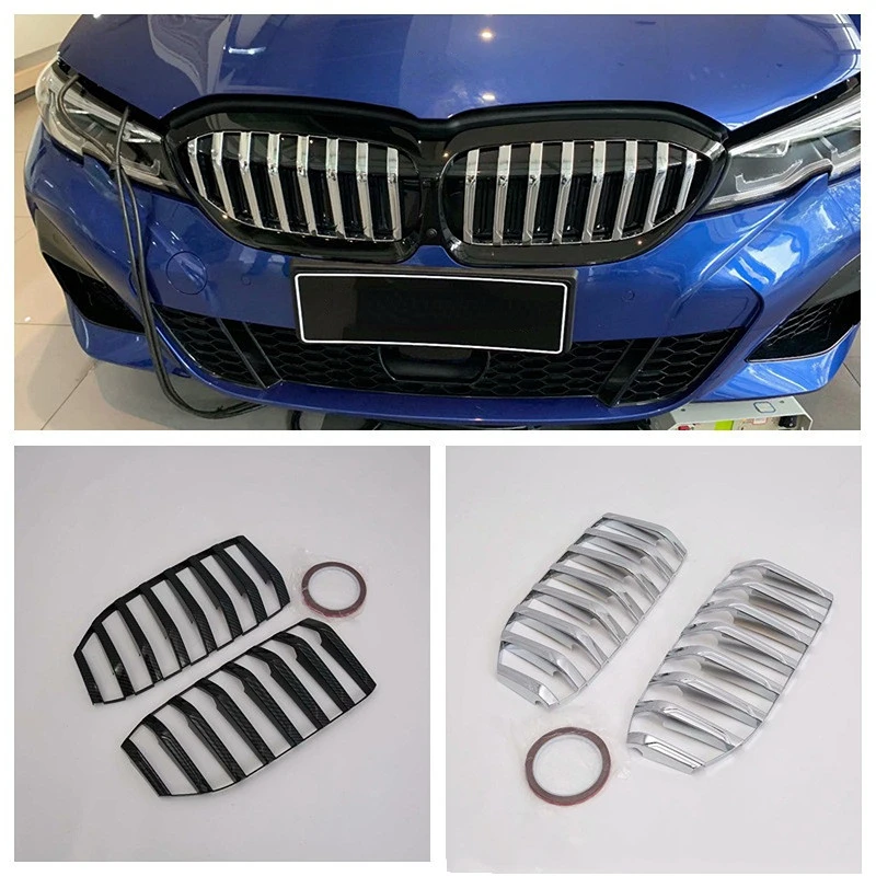 

nn CAR Grills ABS Chrome plated Car Front Mesh Grill Grille Decoration Cover Trim Stickers For BMW 3 series 2019 Accessories