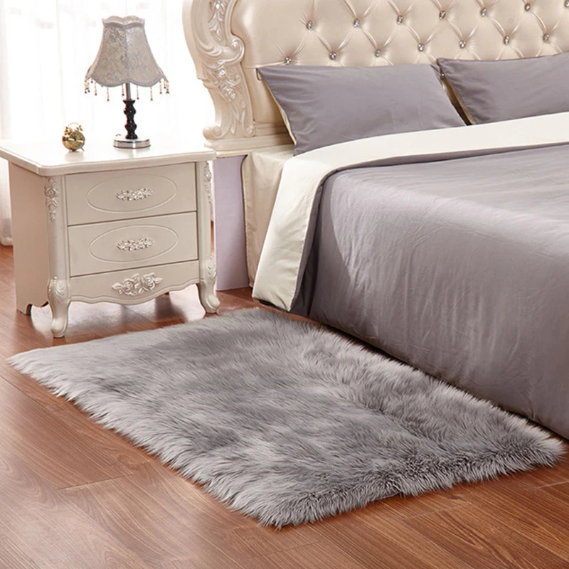 

For Silky Rugs Pad Bedroom Soft Covers Bedside Sheepskin Floor Mat Luxury Seat Mcao Shaggy Plush Sofa Area Faux Small Fur