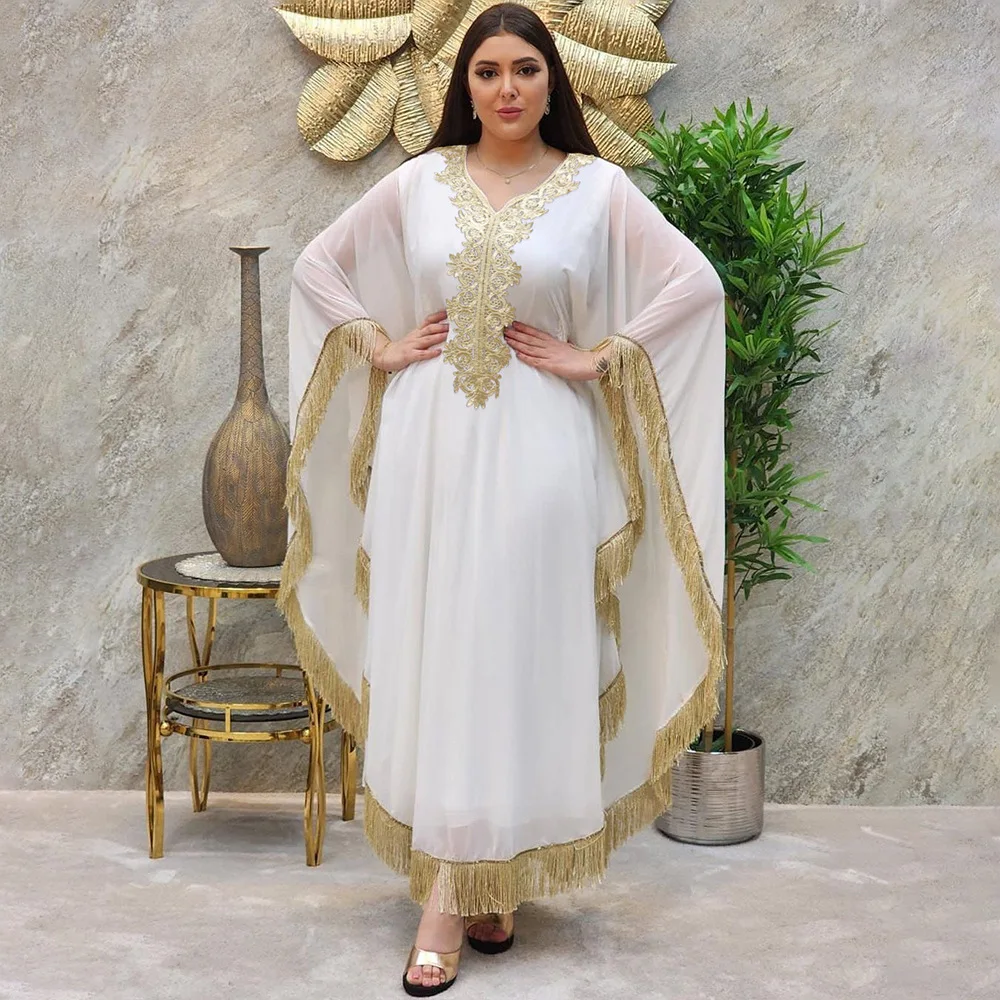 Ramadan Muslim Kaftan Abaya Dress Women Dubai Elegant Gowns Outfits African Chiffon Maxi Dress Boubou Robe Djellaba Femme