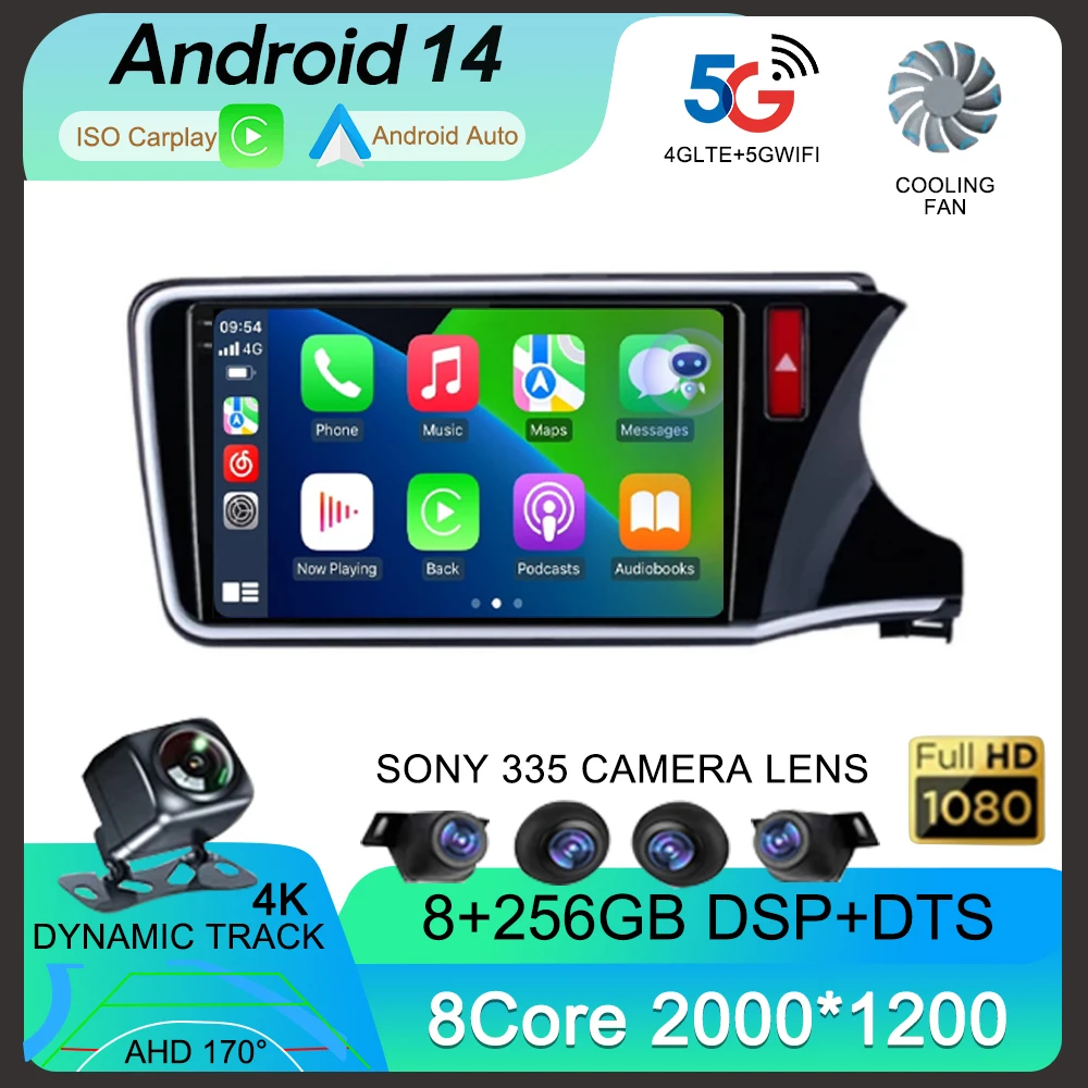 Автомобильная магнитола мультимедийный плеер на Android 14 с экраном 10 &quot GPS DVD для Honda