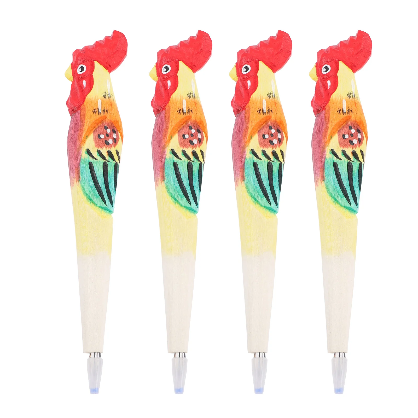 

4Pcs Wood Ballpoint Pen Cartoon Wood Carving Ballpoint Pens for Home School and Office