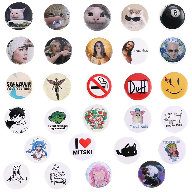 

Cute Manga Enamel Badges Circular Lapel Pins Anime Metal Brooches For Women Friends Backpacks Art Hijab Avatar Clothing Jewelry