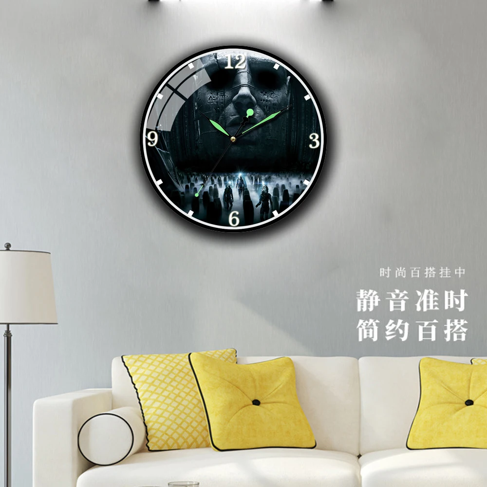 

Xenomorph Монстр вариор акриловые настенные часы Alienware и тихие бриллианты большого размера украшение для дома