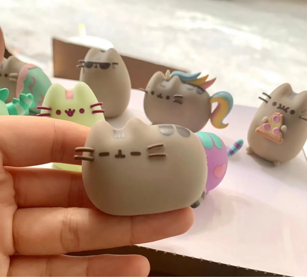 5pcs Cute pusheen the cat creative colorful kawaii  figure model toys doll houseware decoration birthday gift for girl images - 6