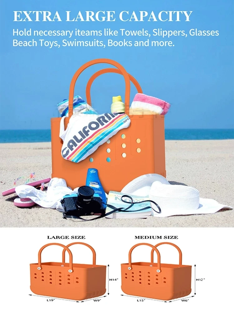 

Summer Beach Bag Luxury Designer Brand Logo Tote Portable Outdoor Travel Bags Multi Holes Totes Summer Handbag Bags for Women