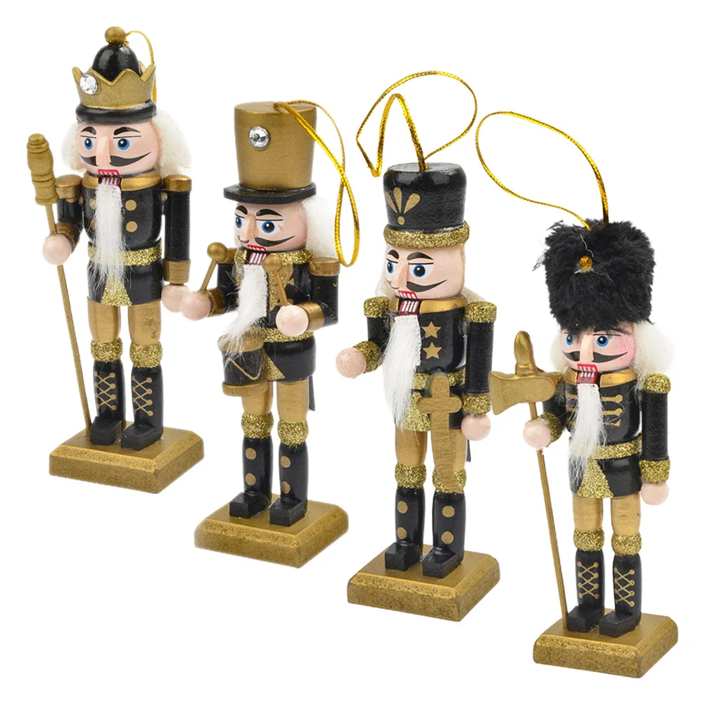 

4pcs Christmas Nutcracker Figures Wooden Nutcracker Ornaments Xmas Christmas Decorations