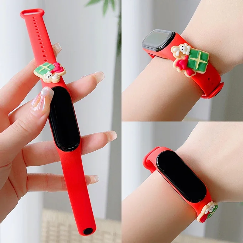 

christmas Strap For Xiaomi Mi Band 7 6 5 4 Wristband Silicone Bracelet Wrist Straps MiBand 4/5band6 band7 Smartwatch Accessories
