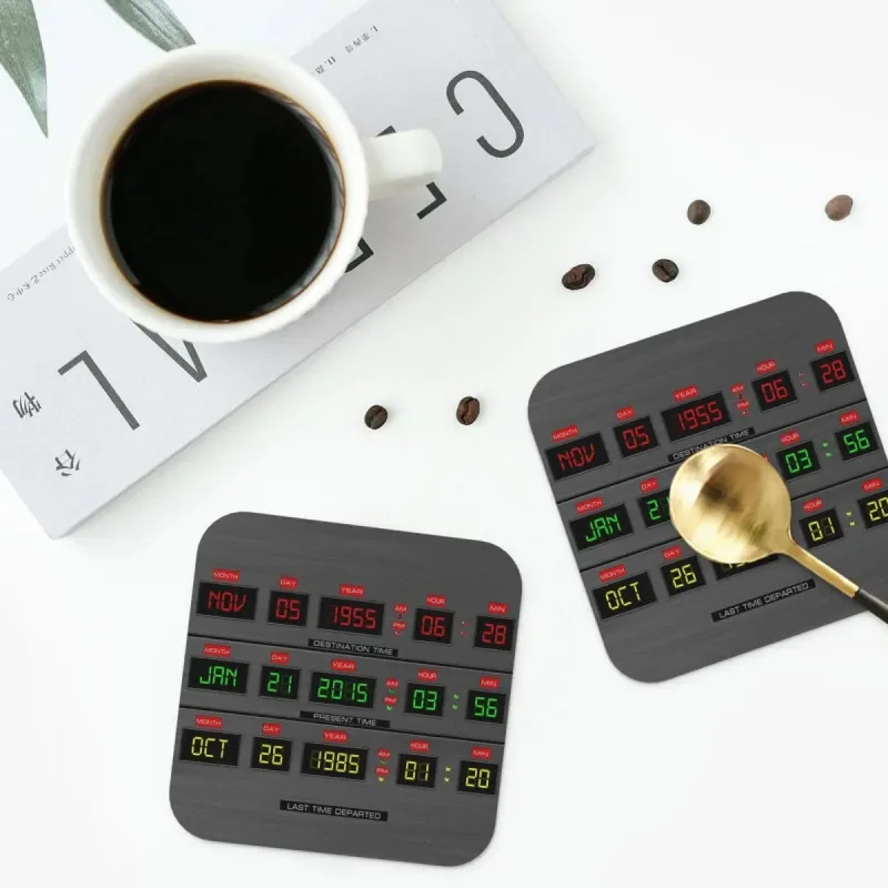 

Back To The Future Coasters Kitchen Placemats Non-slip Insulation Cup Coffee Mats For Decor Home Tableware Pads Set of 4