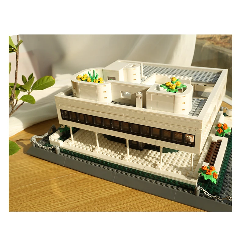 

City Architecture Villa Savoye Paris France Model Street View Modular Building Blocks Bricks House Construction Toys For Adults