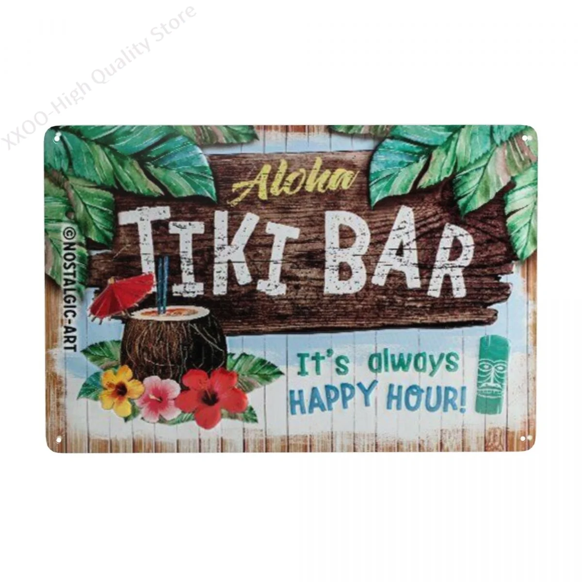 

Nostalgic Open Tiki Bar Tin Sign Metal Tin Sign Wall Decor 12x8 Inches Nostalgic Open Tiki Bar