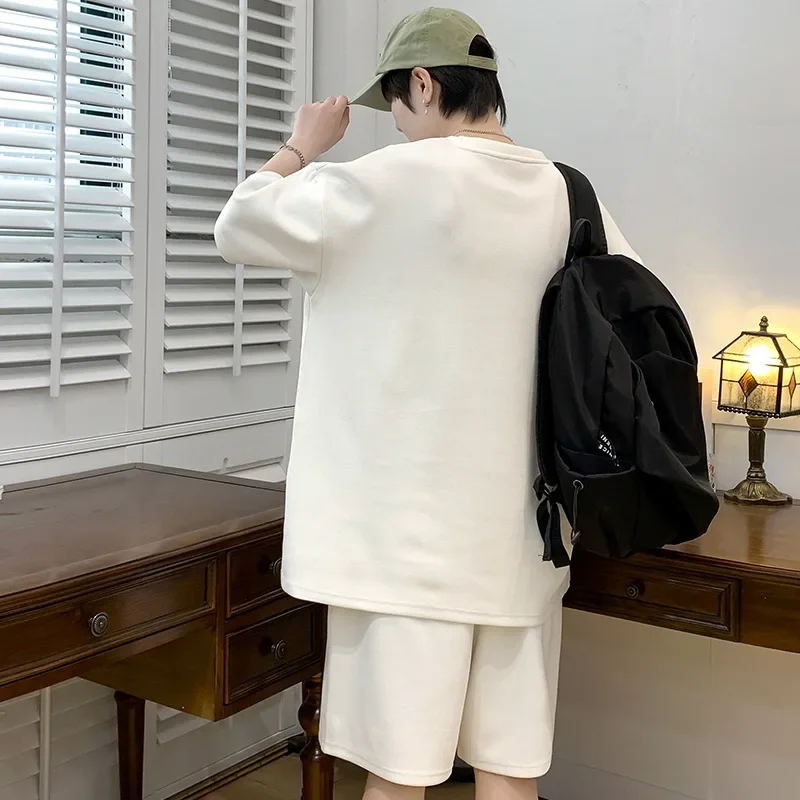 Casual Men's Ice Silk Suit Short Sleeve Loose Fit Trendy Brand Sporty Shorts One Set Fashionable Cool Guy Outfits |