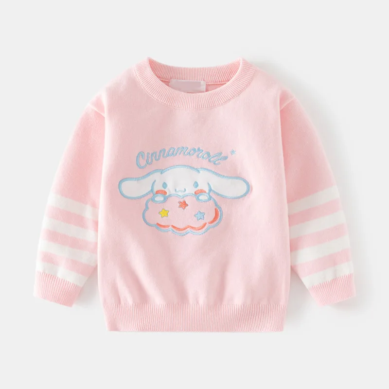 

Свитер для девочек Sanrios My Melody Kawaii, Осенний Детский свитер с вышивкой в виде милой собаки, однослойный вязаный свитер из хлопка, рождественские подарки