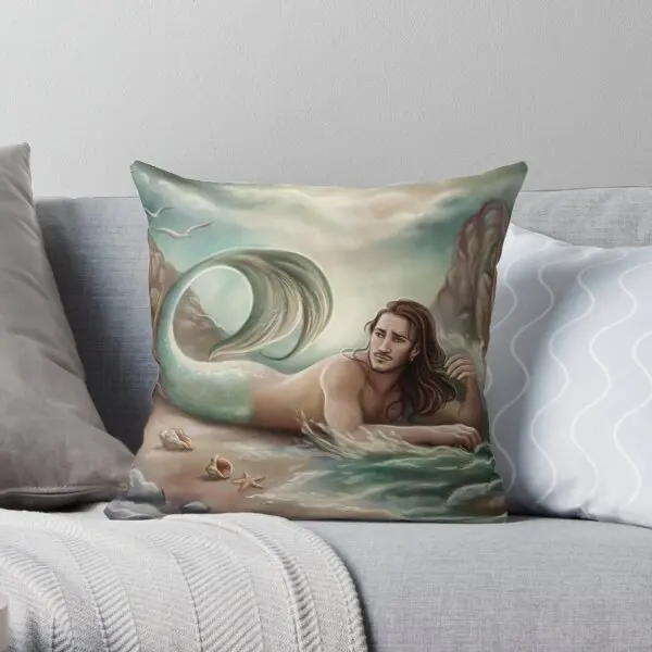 

Merman On The Shore Printing Throw Pillow Cover Throw Square Cushion Decorative Bedroom Sofa Case Office Pillows not include
