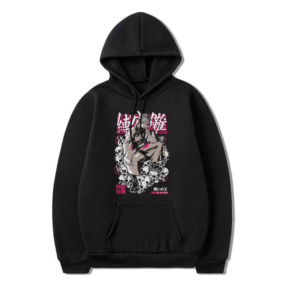 

Anime Jujutsu Kaisen Graphic Print Pullovers Men's Women's Hooded Sweatshirts Ryomen Sukuna Manga Oversized Hooide Streetwear