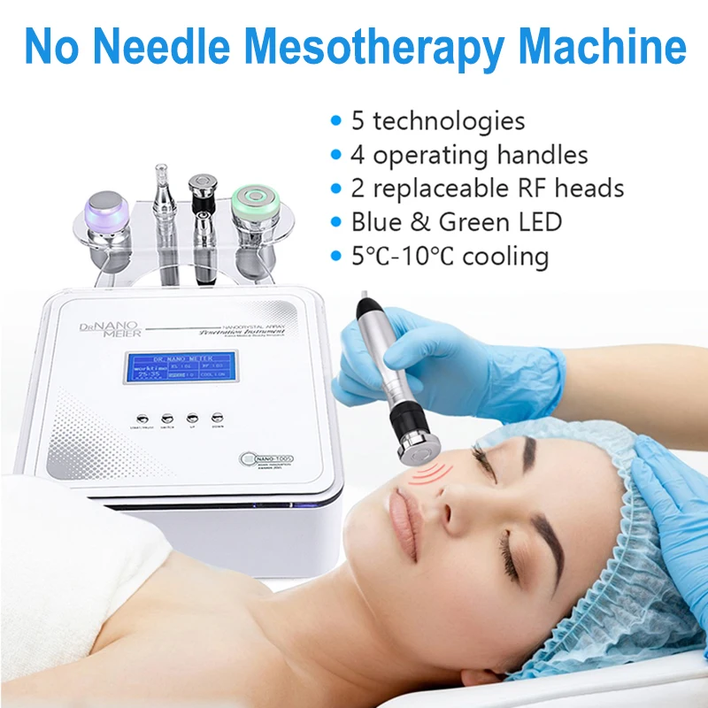 

4 in 1 No Needle Mesotherapy RF Cooling Therapy BIO Micro Current Dermapen Microneedling System Salon Spa Facial Beauty Machine