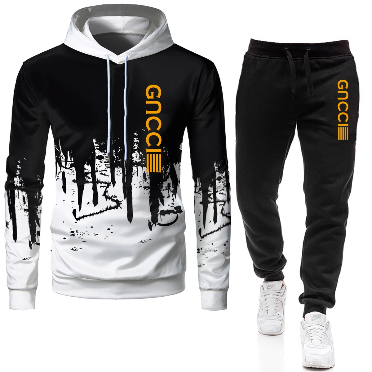 

2023 Men's Luxury Printed Tracksuit Long Sleeve Hoodie Casual Motorcycle Hoodie Jacket and SweatPants Tracksuit Street Wear Top