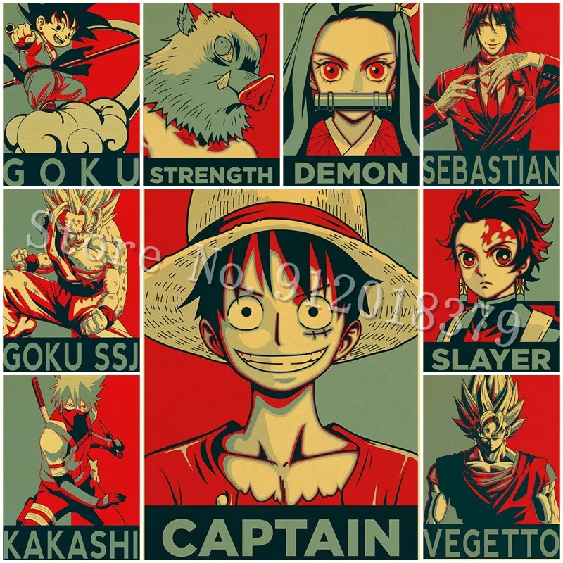 

Bandai Anime Metal Tin Sign Naruto Dragonball One Piece Metal Print Poster Plates Pub Bar Sign Vintage Wall Art Metal Plaques