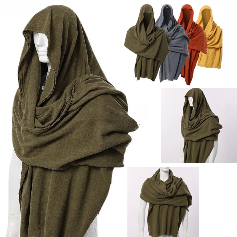 

New Men's Medieval Pirate Retro Hood Scarf Black Green Red Wrap Cloak Renaissance Halloween Masquerade Costume Shoulder Cowl