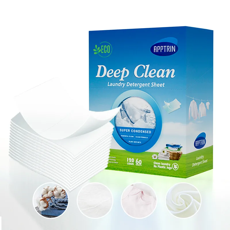 

Deep Clean Laundry Tablets Detergent Sheets Nano-concentrated Detergent Washing Powder Home Travel Camping Wash Paper Sheets