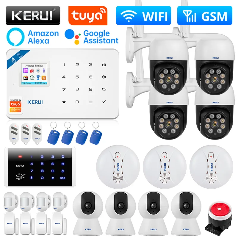 

KERUI W181 WIFI GSM сигнализация беспроводная домашняя сигнализация умная жизнь Alexa датчик движения Детектор датчик двери сирена Tuya IP камера