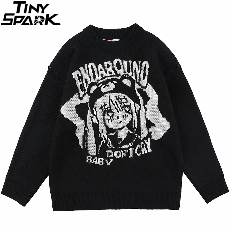 Уличная одежда в стиле хип-хоп вязаный свитер аниме пуловер для девочек с