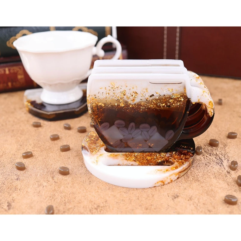 

4XBF Diy хрустальный поднос для чая, форма для чашки с сыпучим песком, стойка для хранения из эпоксидной смолы, форма подходит для украшения дома, поднос для настольного вина