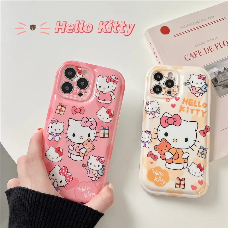 

Cartoon Kitty Beige Pink Phone Case Cover for IPhone 11 12 13 Pro Max Shockproof Cases for IPhone 13 Case