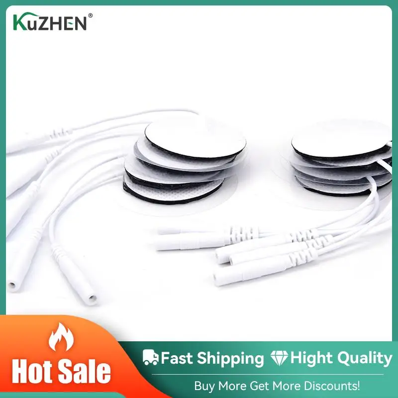 

10Pcs/lot Digital Massager Machine/Nerve Muscle Stimulator 2mm Plug With Cable For Physical Therapy 3.5cm Round Electrode Pads