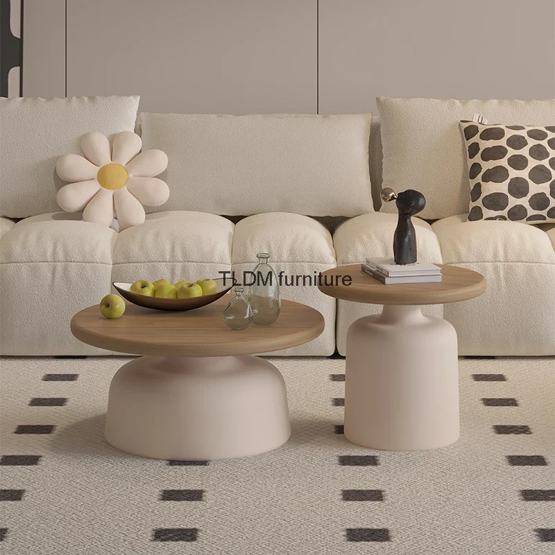 Круглый деревянный журнальный столик для спальни маленький современный