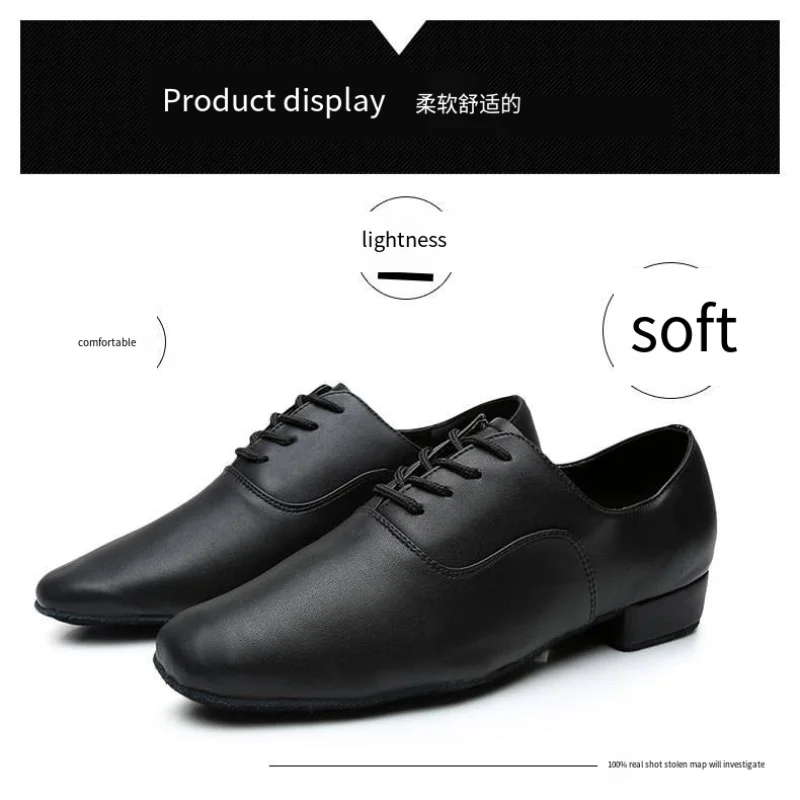 New Men's Latin Modern Dance Shoes Ballroom Tango Children Man Dance Shoe Black Color Soft Sole Sneakers Boy Child Teacher Shoe