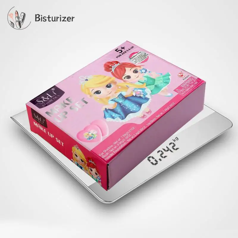 

Детский набор для макияжа принцессы, проверенный на безопасность, нетоксичные тени для макияжа для девочек, набор блеска для губ, косметика, Рождественский подарок TSLM1