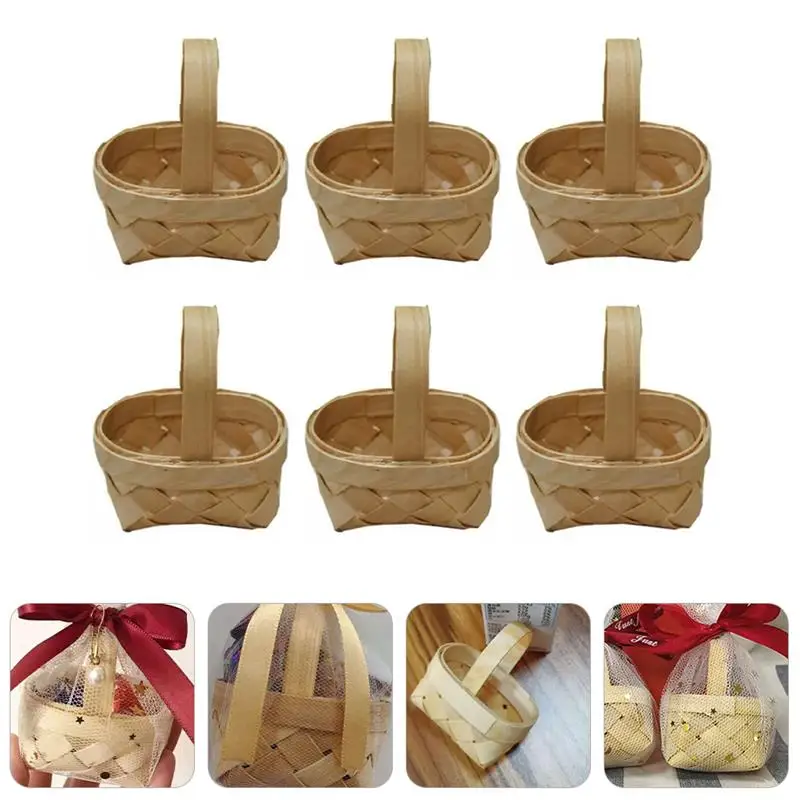

6pcs Wedding Handmade Candy Basket Retro Party Candy Case Mini Gift Baskets