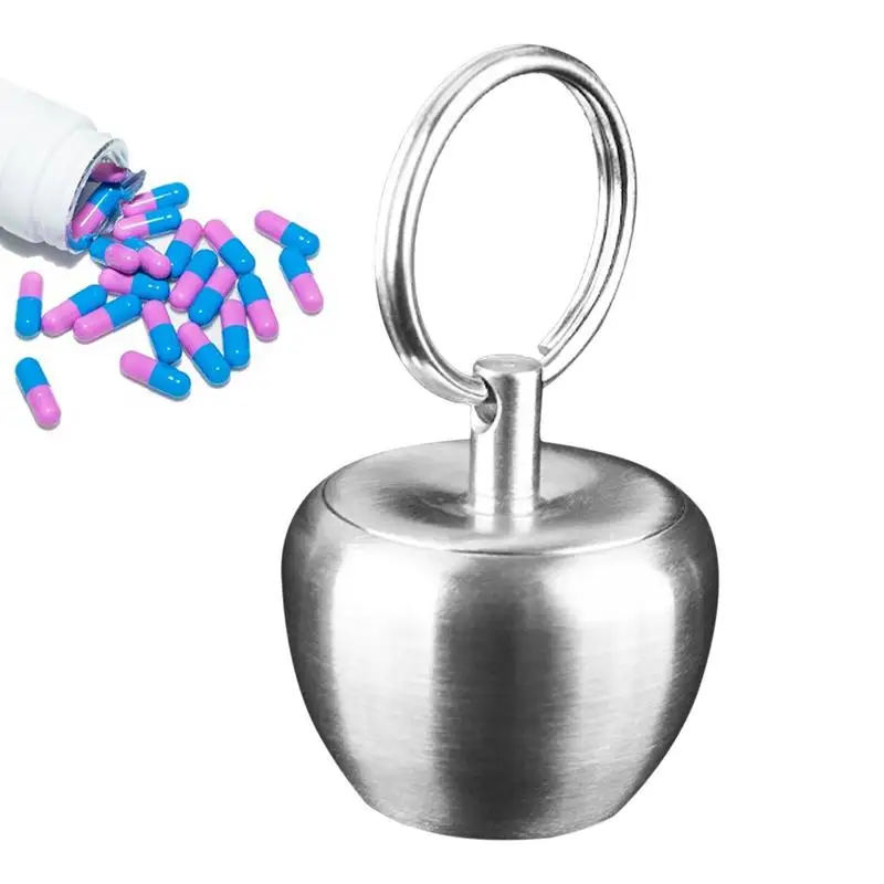

Portable small medicine box Mini stainless steel apple small medicine bottle Waterproof Pill Organizer for Purse Pocket Travel