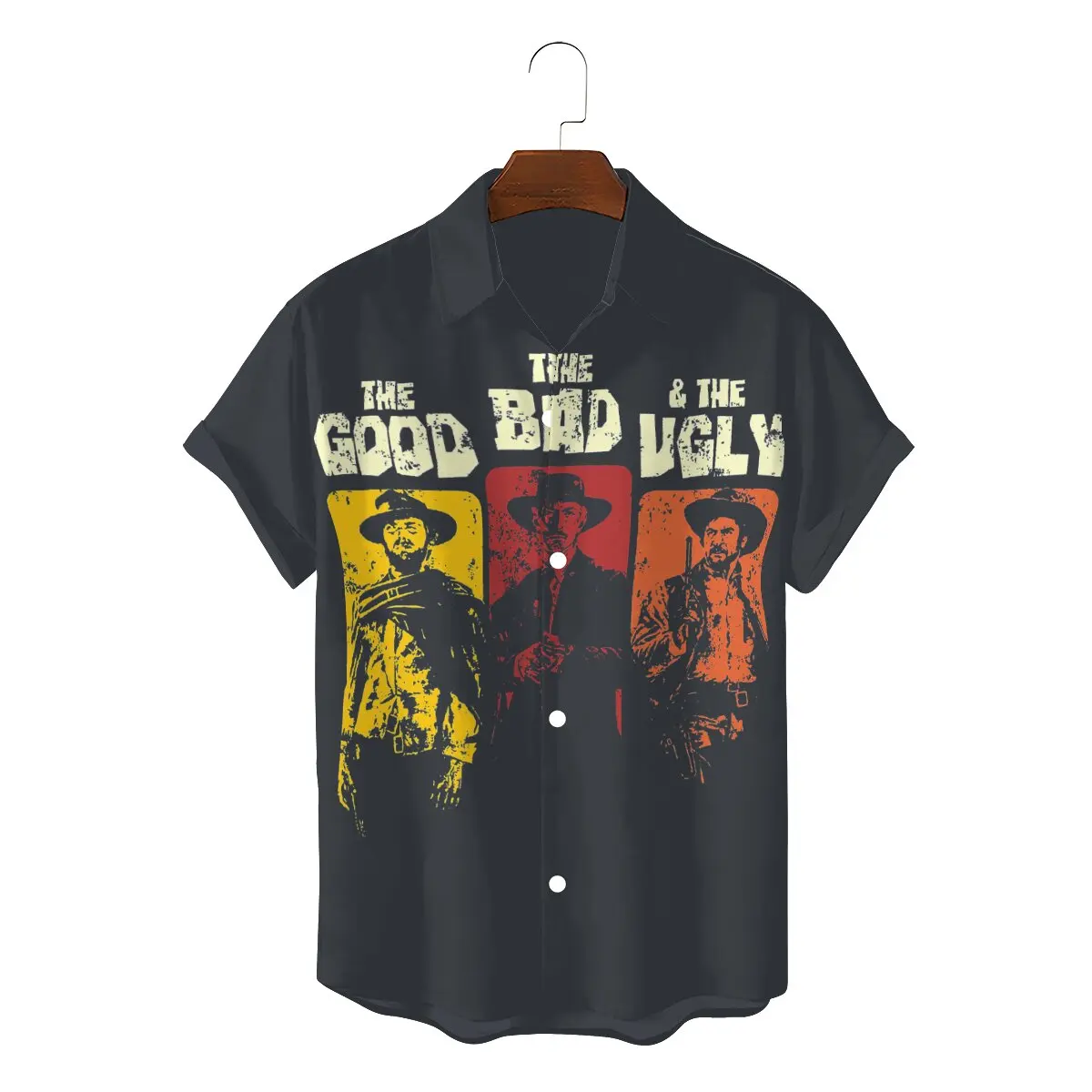 

The Good The Bad The Ugly Classic Man's Hawaii Shirts Clint Eastwood A Fistful Of Dollars Cowboy Square Neck Tops 3D Shirt