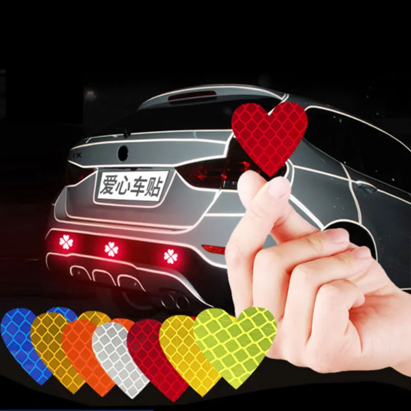 

12PCS Heart Shape Auto Safety Warning Mark Reflective Reflective Car Stickers
