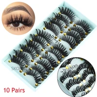 10 pairs beauty makeup natural handmade fluffy eye lash extension false eyelashes 3d faux mink hair crisscross long