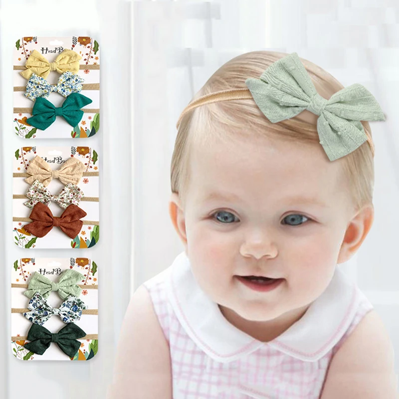 

3Pcs/Set Fashion Print Baby Headband For Girls Kuromi Bow Baby Girl Hair Assessories Set Soft Elastic Newborn Headbands