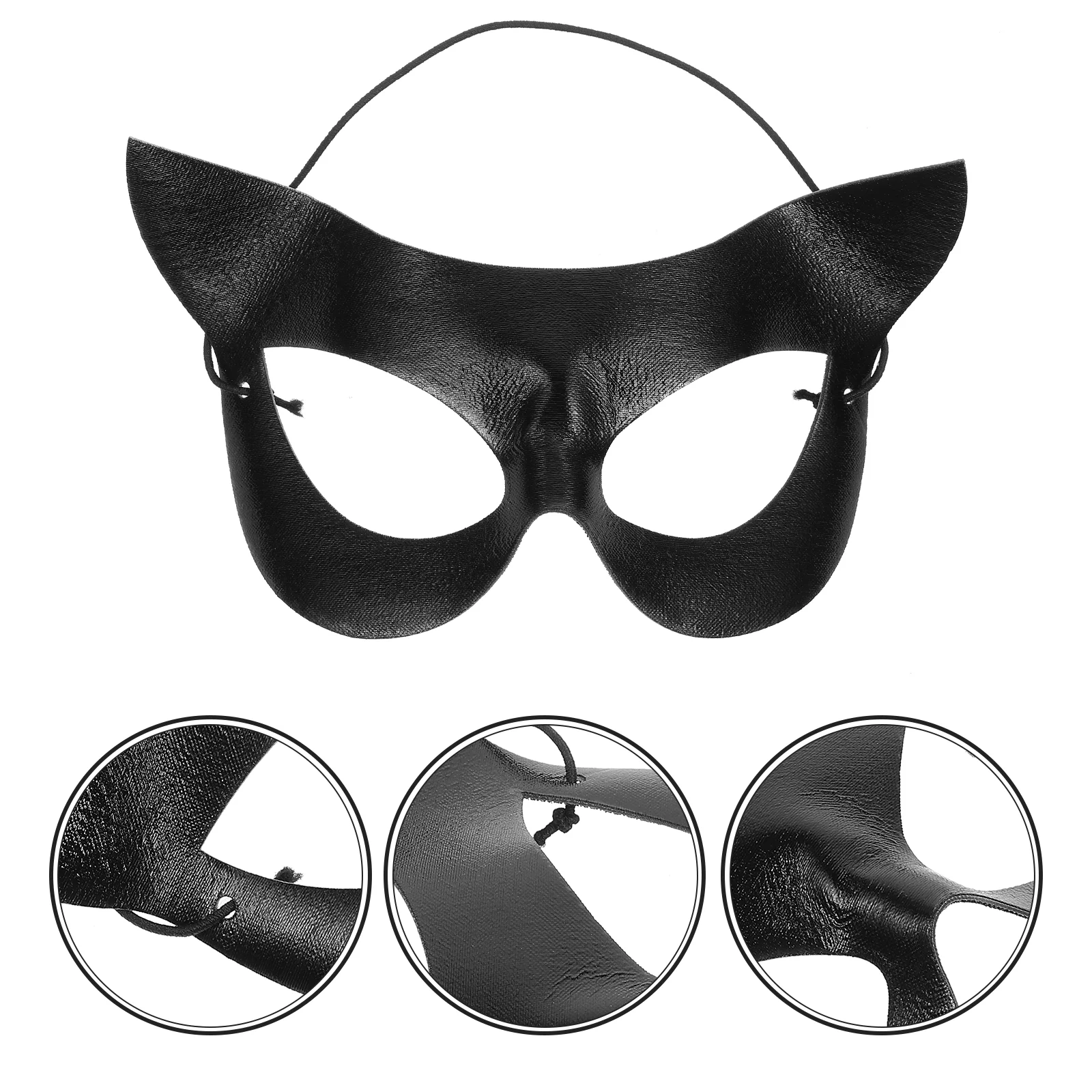 

Маска на половину лица, искусственная кожа, костюм в форме кошки, черная Маскарадная маска, Карнавальная маска