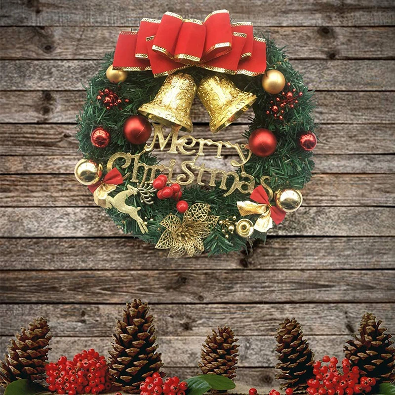 

Christmas Wreath With Bow Christmas Decoration Door Hanging Rattan Ornament Garland Xmas Decorations Home Decor