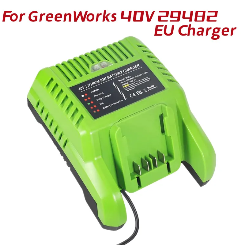 

40V Lithium-ion Battery Charger 29482 Compatible with GreenWorks G40C Tools for G-Max 36V 40V Li-ion Battery 29472 Power Tools