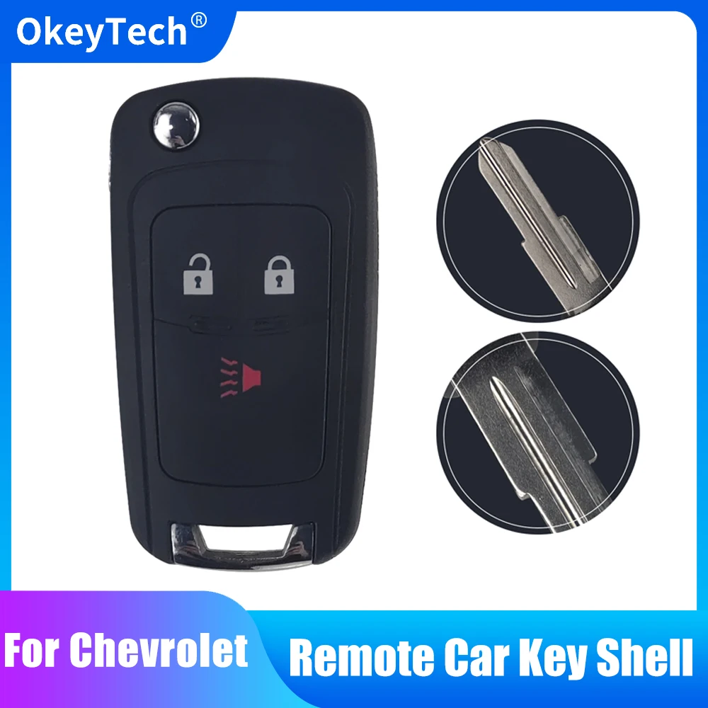 

OkeyTech Replacement Key Shell case fob Cover 3/2+1 Buttons for CHEVROLET Spark Flip Remote Key Fob