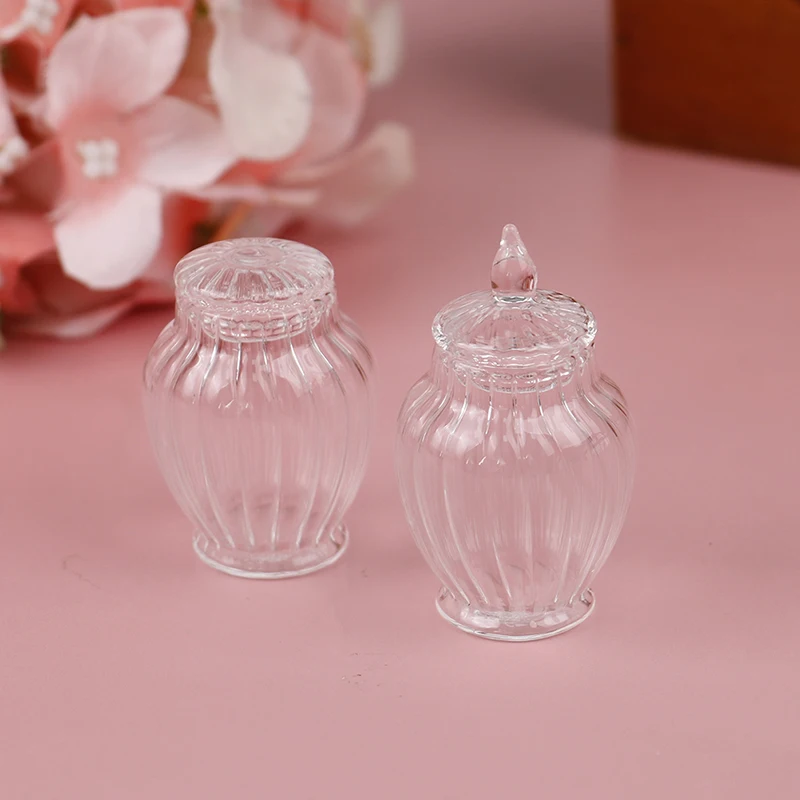 

1:12 Dollhouse Miniature Transparent Glass Candy Fruit Jar Candy Bottle Model Furniture Accessories For Doll House Decor Toys