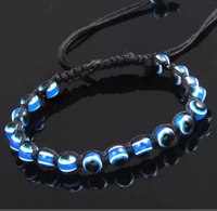 popular european and american 6mm devils eye glass beads alloy diamond beads handmade red string braided bracelet
