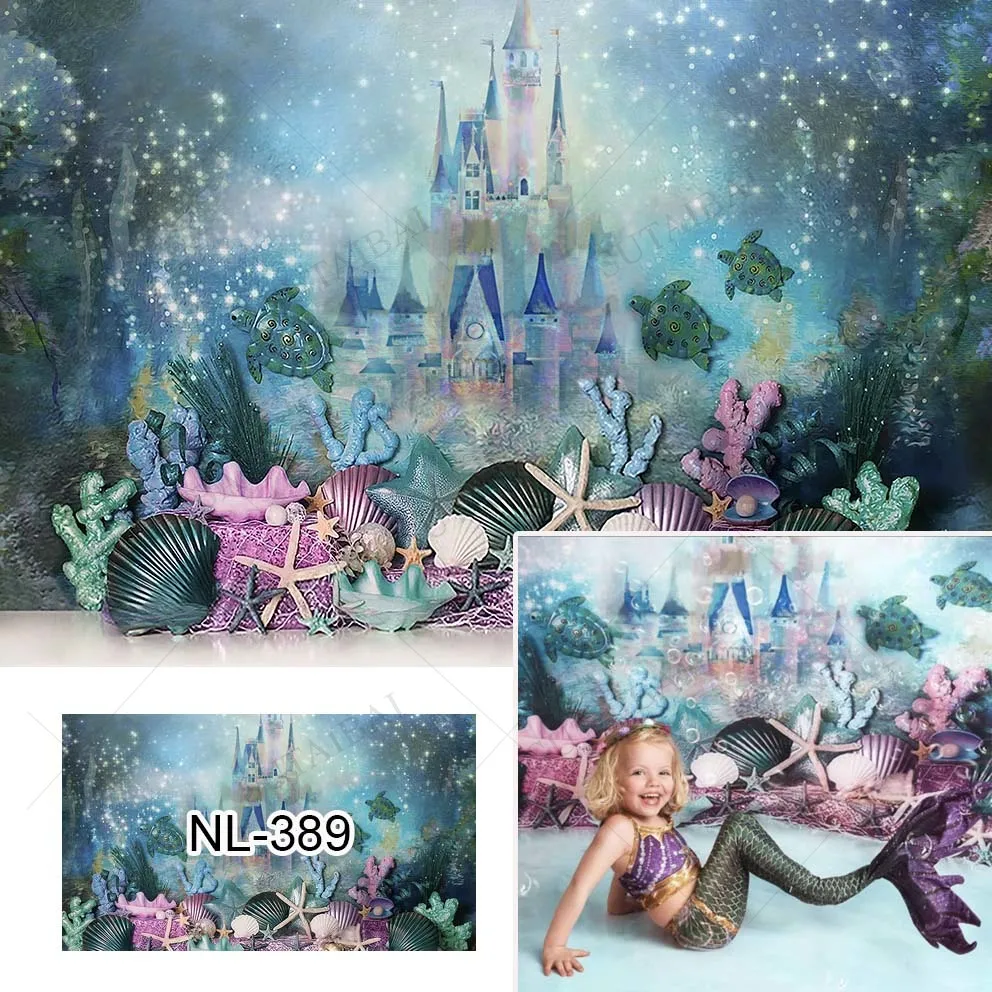 

Seabed Castle Palace Photography Backgrounds Shell Pearl Dreamy Scene Happy Sweet Photocall Children Portrait Shoot Photo Studio