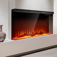 30 inch Electric Fireplace Wide Recessed and Free Standing Electric Fireplace, 9 Color Flame, Remote Control, Log Set & Crystal