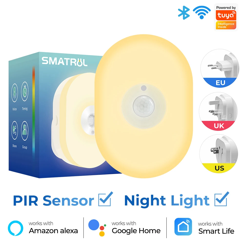 

SMATRUL Wi-Fi умный ночник с датчиком движения теплый белый RGB