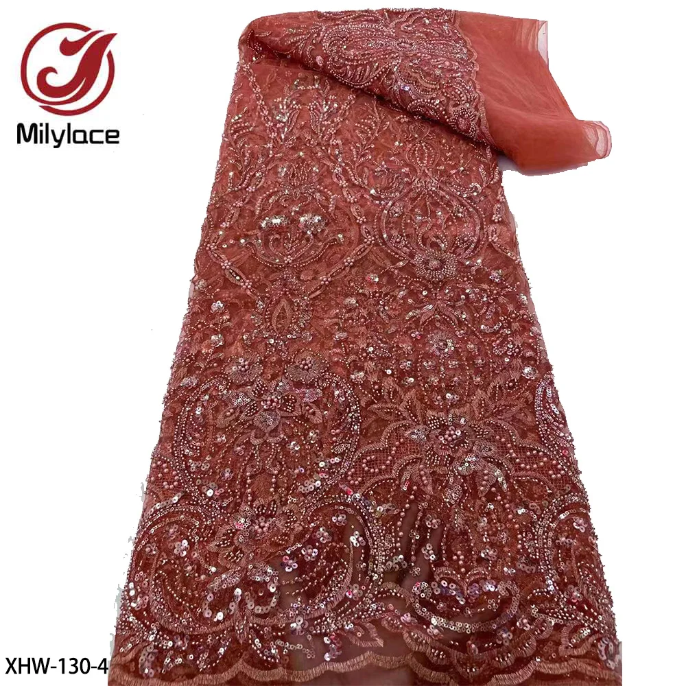 Новейшая кружевная ткань из бисера 2023 Высококачественная африканская с