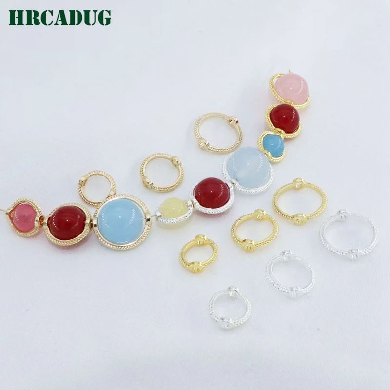 DIY Accessories 18K Gold Plated Bead Sleeve Set Through Hole Bead Circle For Jewelry Making Supplies Connect Beads Frame Ring
