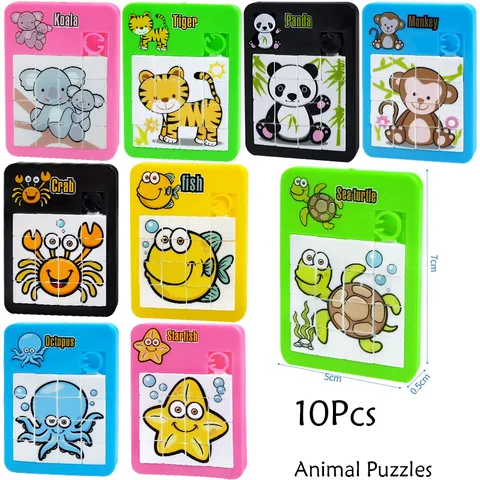 10 шт., милые пластиковые пазлы с животными, развивающие игрушки для детей, сувениры на день рождения, наполнители пиньиты, школьные карнавальные призы