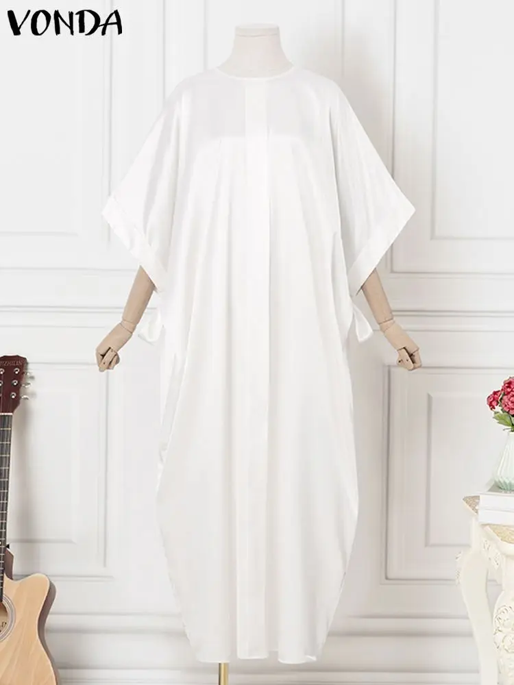 Повседневное платье-макси VONDA 2023 летнее женское платье-рубашка свободного кроя с